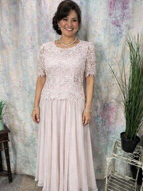 VTG 📌Miss Elliette Lace Chiffon 80s Special Occasion- Mother Bride/ Groom Dress